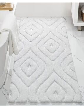 White Bathroom Rugs Runner - 24" x 47"